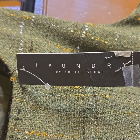 Laundry-Wool blend olive green sleeveless plaid straight dress Size 10. NWT. - Picture 6 of 11